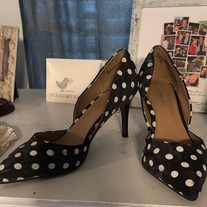 Lane Bryant Black and White Polka Dot Heels
